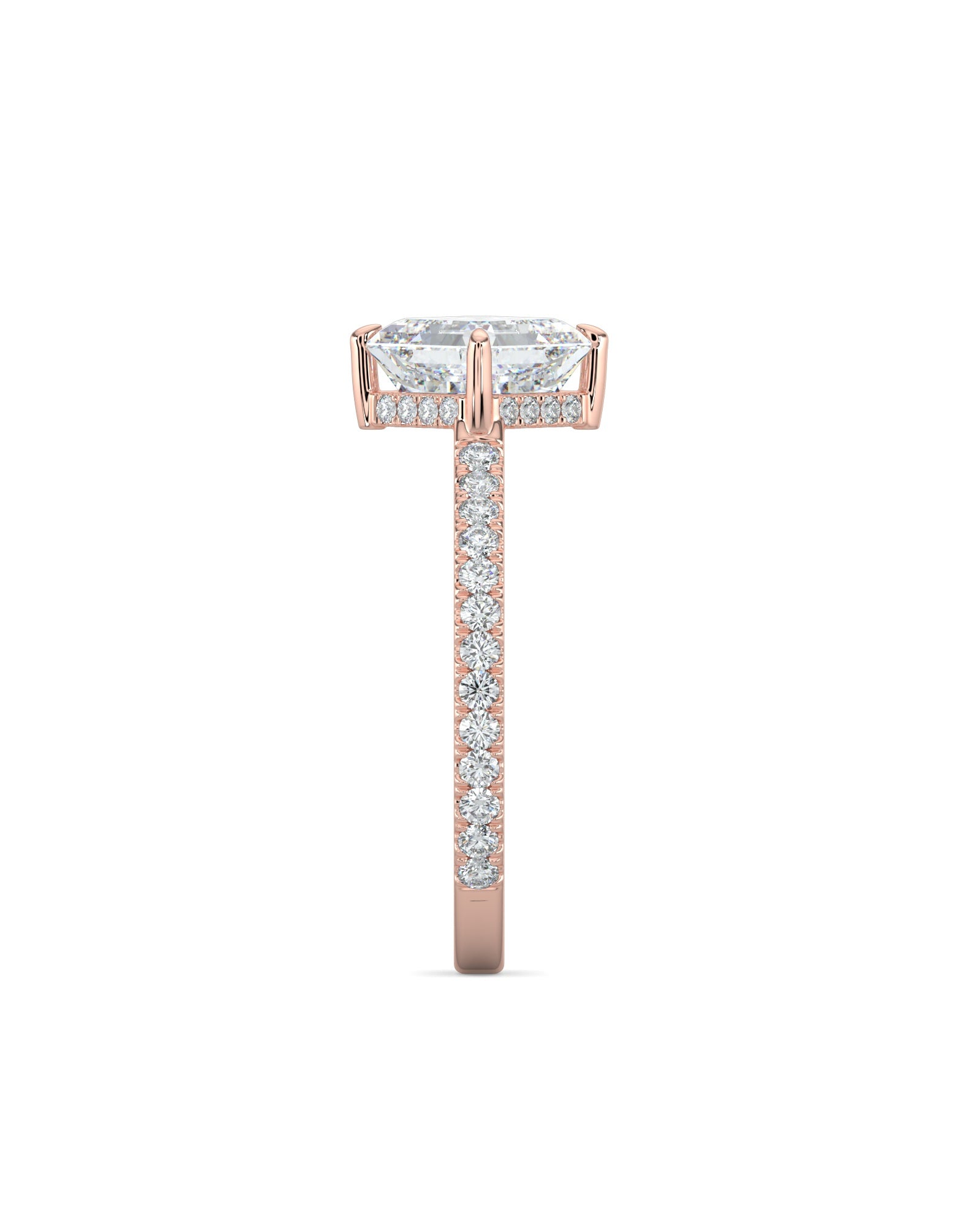 Asscher Diamond Compass Prong Engagement Ring