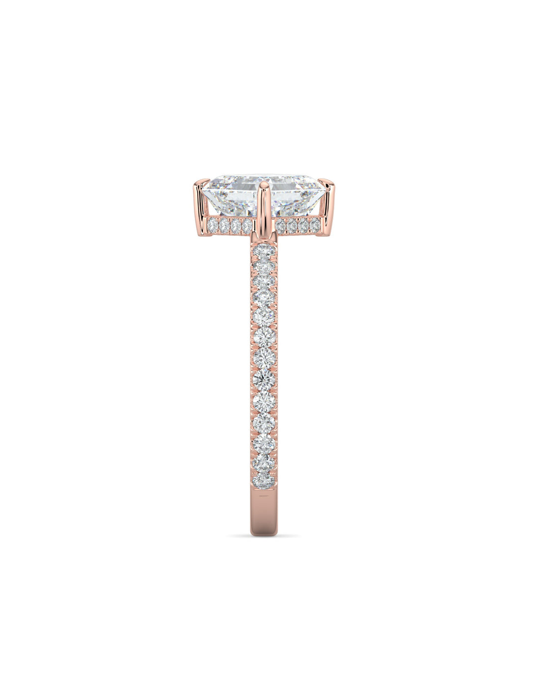 Asscher Diamond Compass Prong Engagement Ring