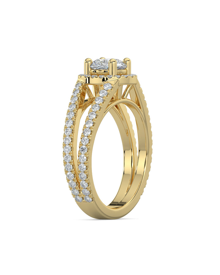Split Shank Halo Diamond Engagement Ring