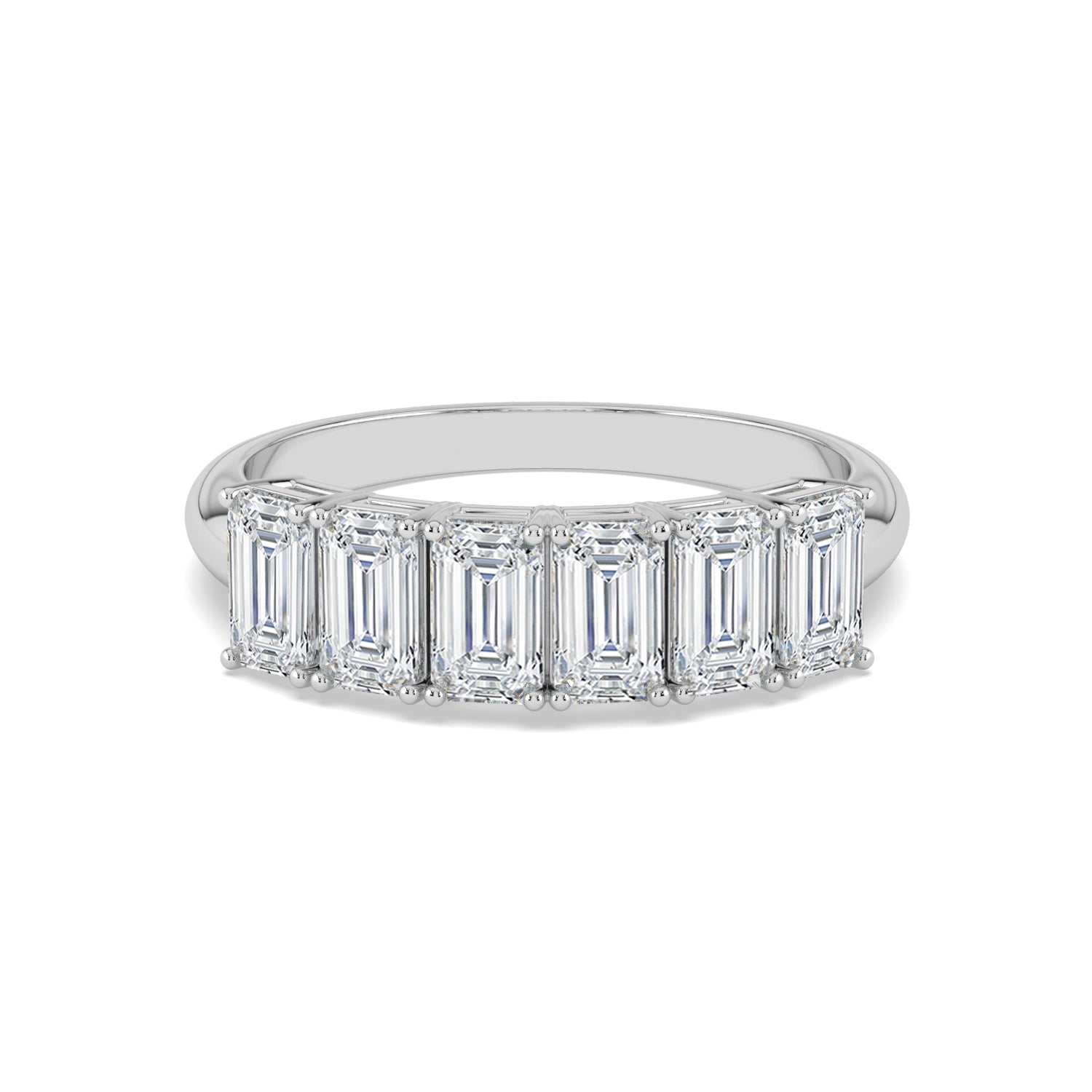 Emerald Cut Half Eternity Wedding Band