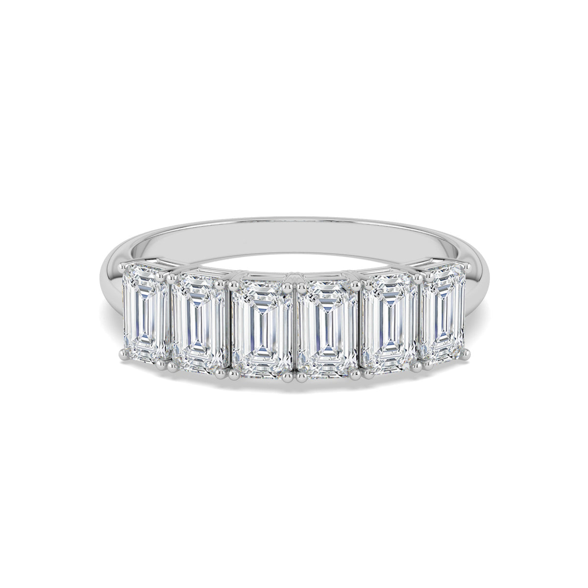 Emerald Cut Half Eternity Wedding Band