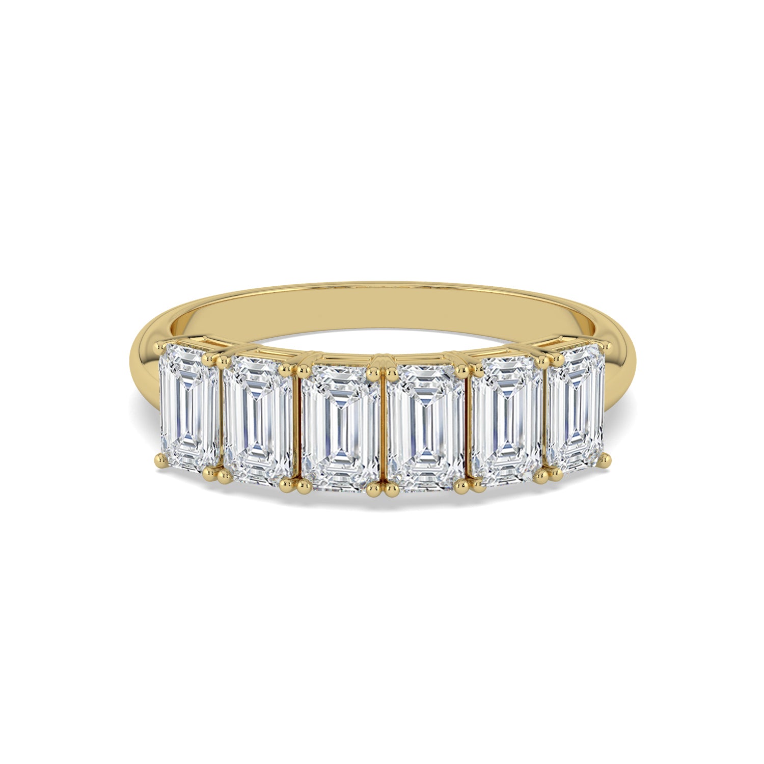 Emerald Cut Half Eternity Wedding Band