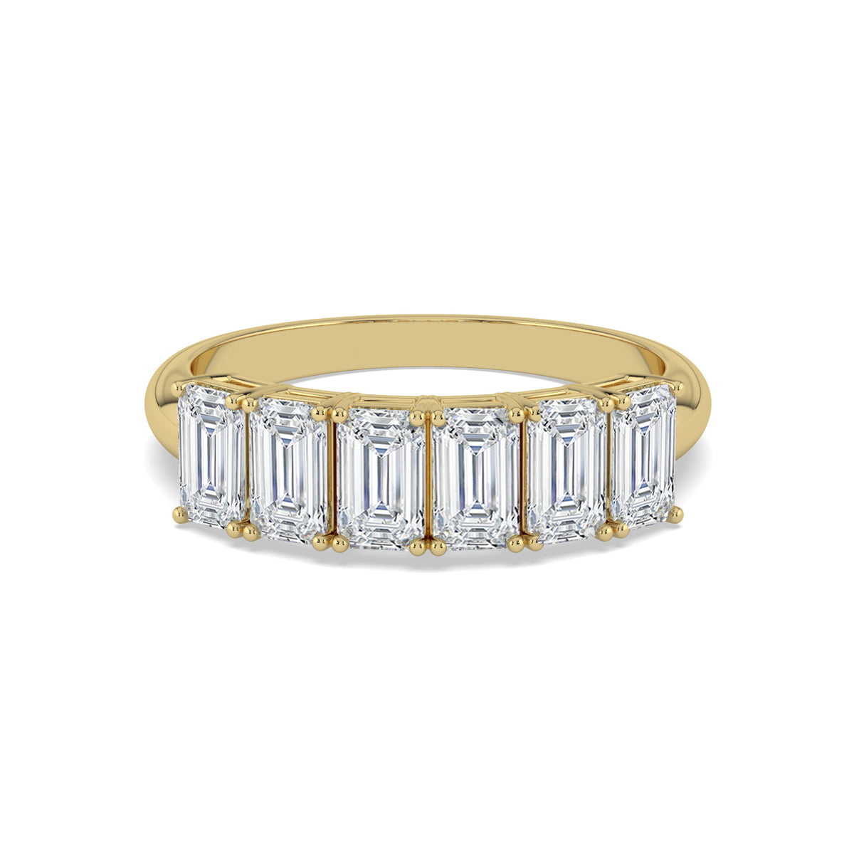 Emerald Cut Half Eternity Wedding Band