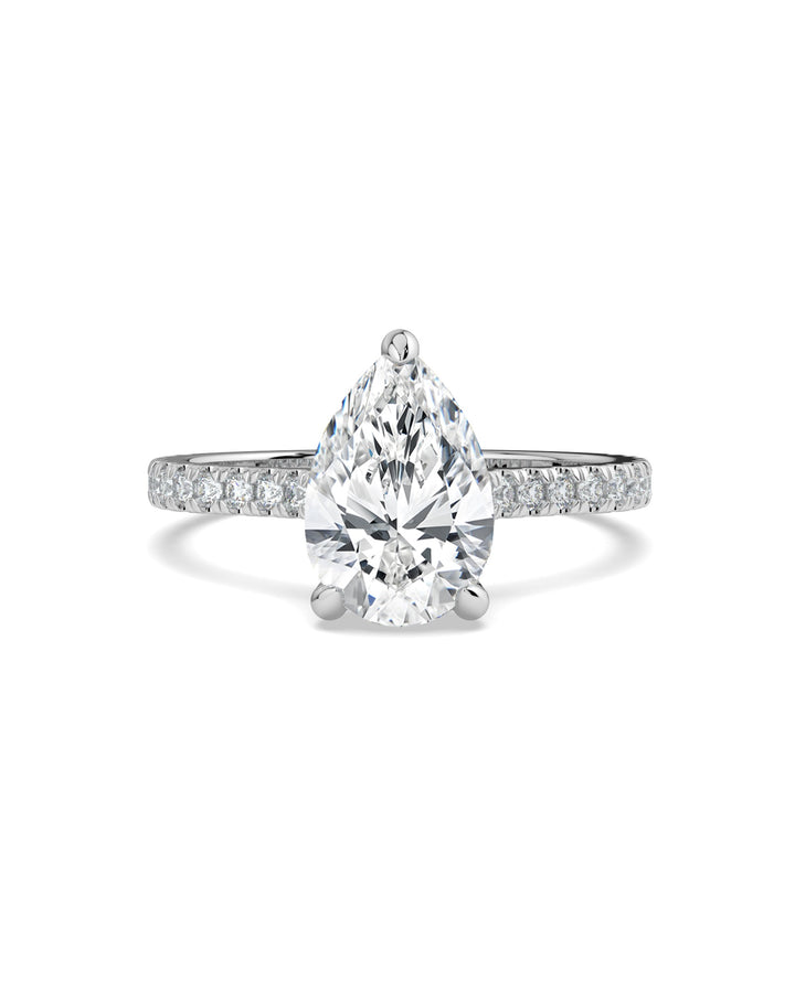 Pear-Cut Hidden Halo Pavé Engagement Ring