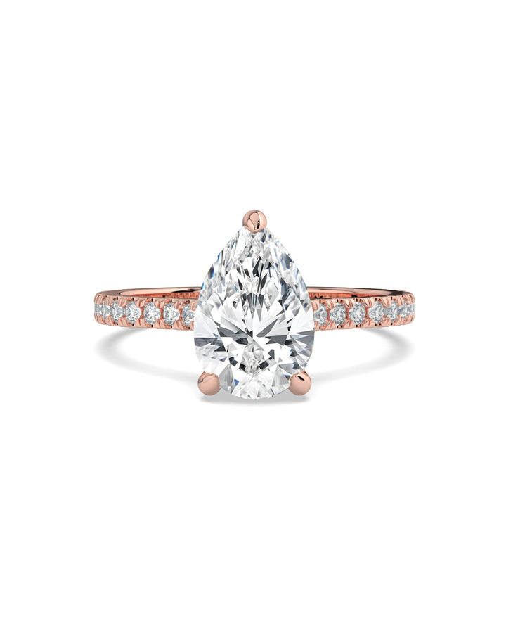 Pear-Cut Hidden Halo Pavé Engagement Ring