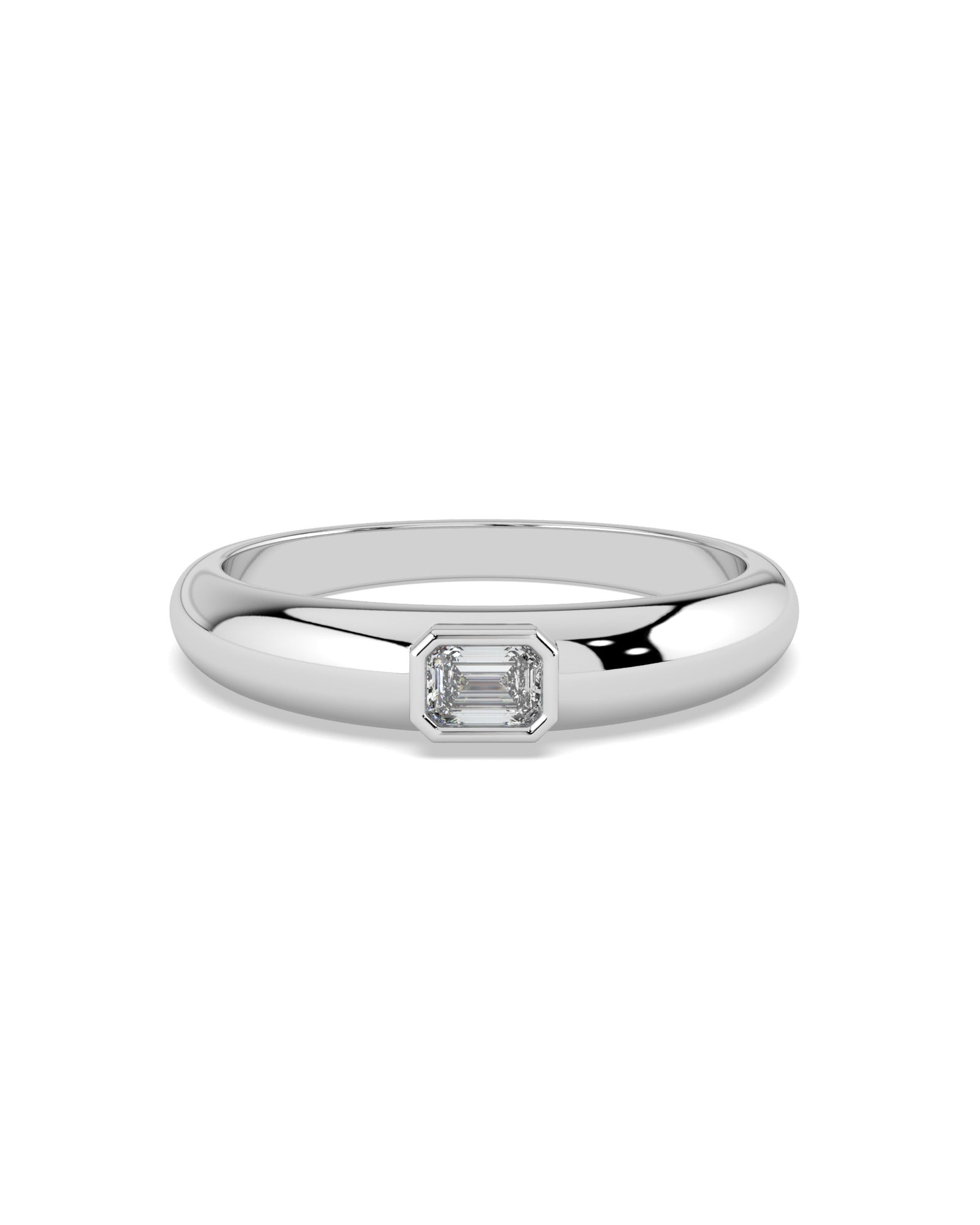 Bezel Setting Emerald Diamond Ring
