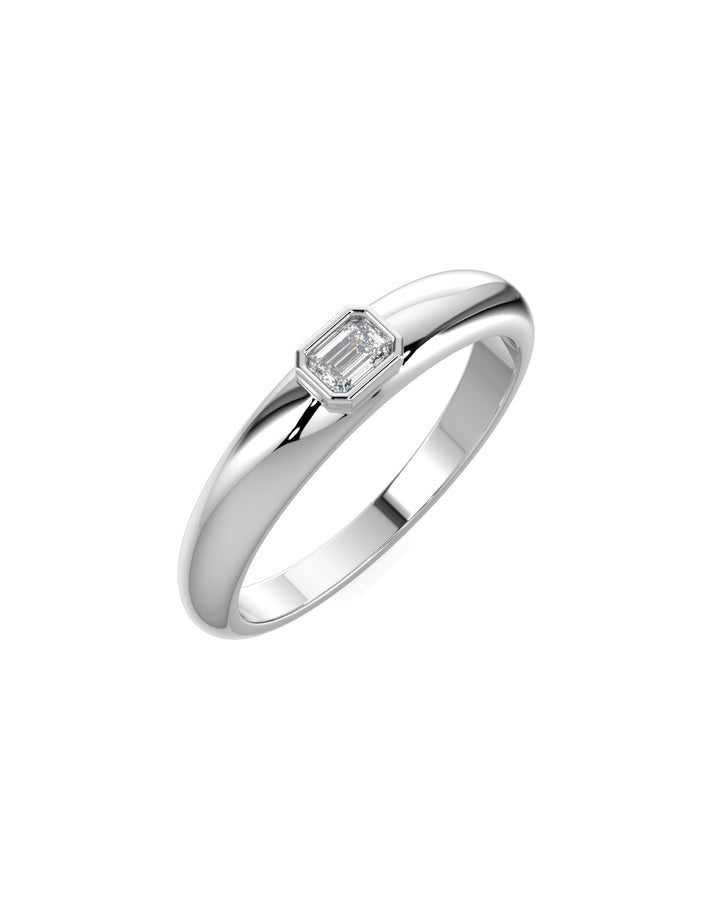 Bezel Setting Emerald Diamond Ring