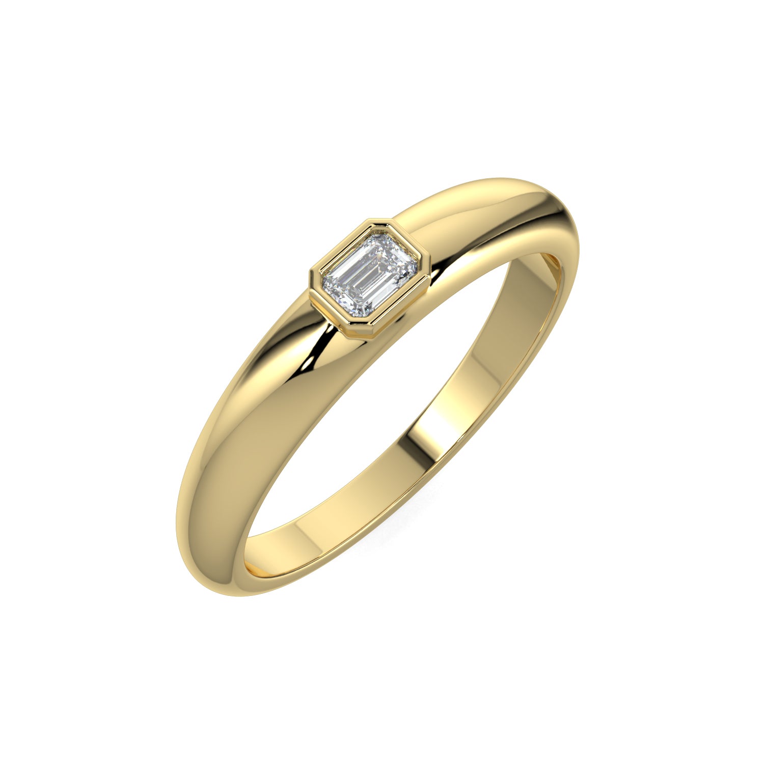Bezel Setting Emerald Diamond Ring
