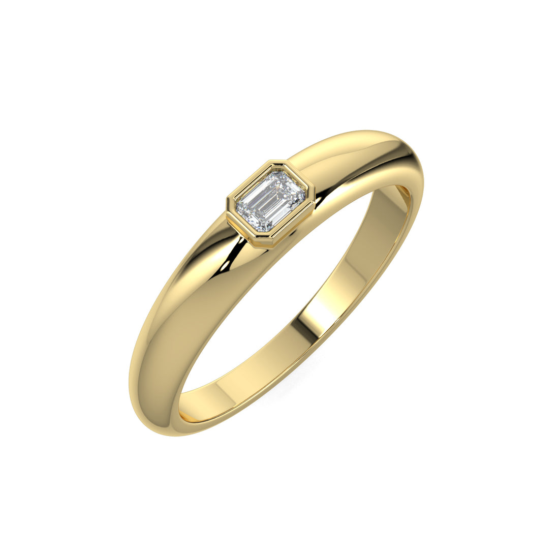 Bezel Setting Emerald Diamond Ring