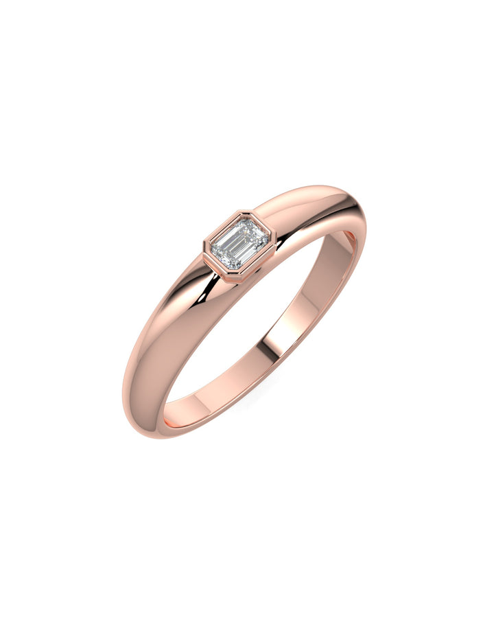 Bezel Setting Emerald Diamond Ring