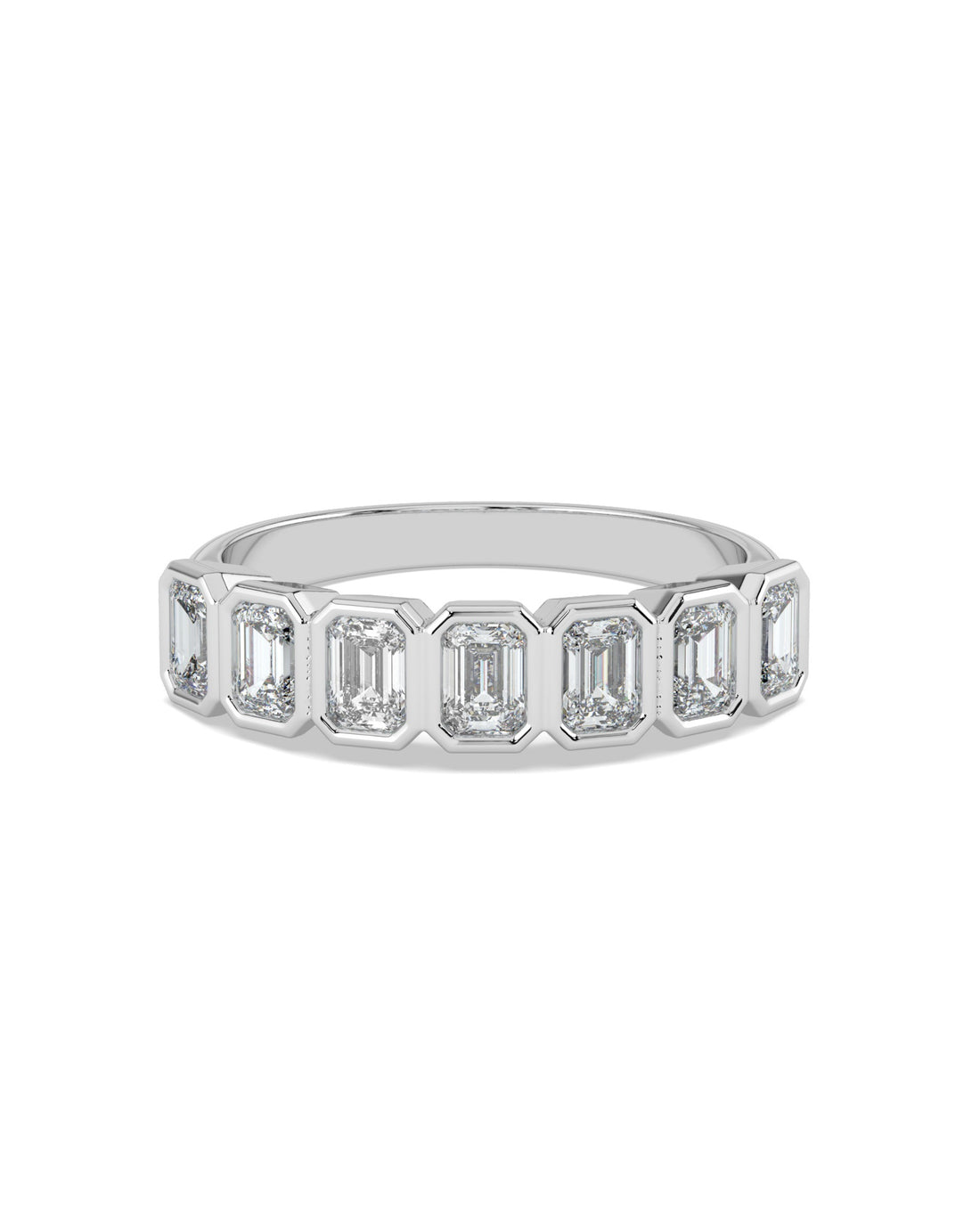 Bezel-Set Emerald Cut Eternity Wedding Ring