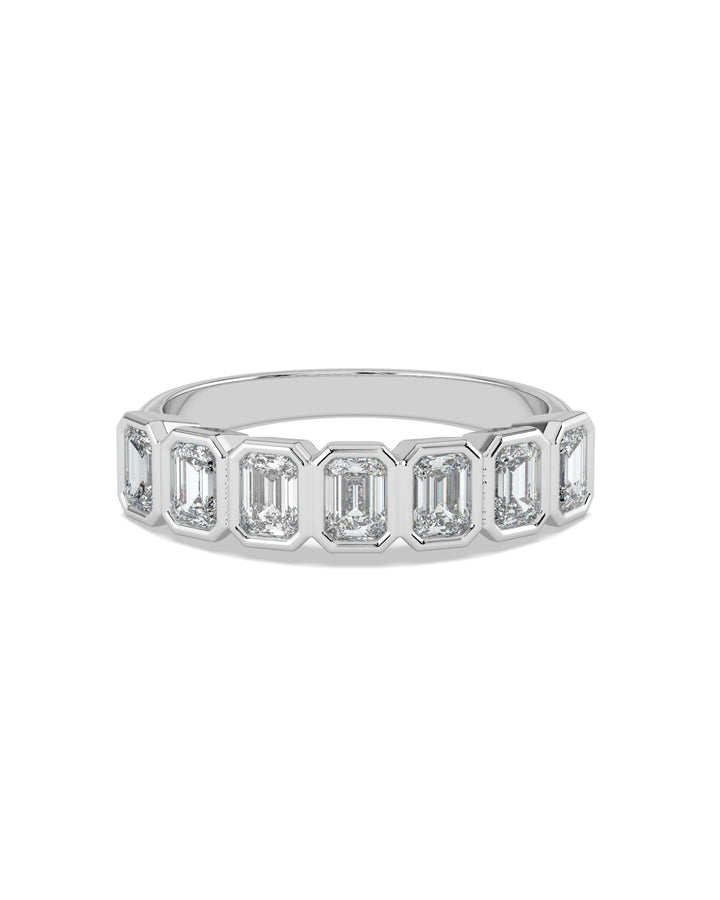 Bezel-Set Emerald Cut Eternity Wedding Ring