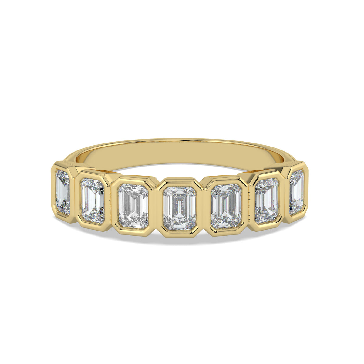 Bezel-Set Emerald Cut Eternity Wedding Ring