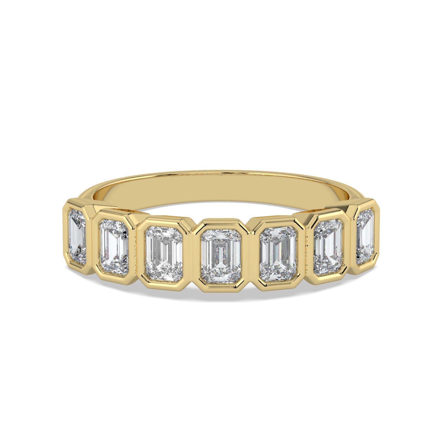 Bezel-Set Emerald Cut Eternity Wedding Ring