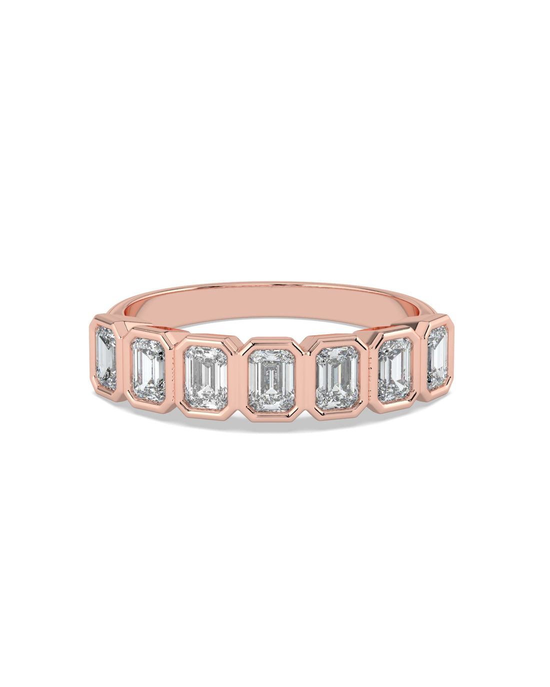 Bezel-Set Emerald Cut Eternity Wedding Ring