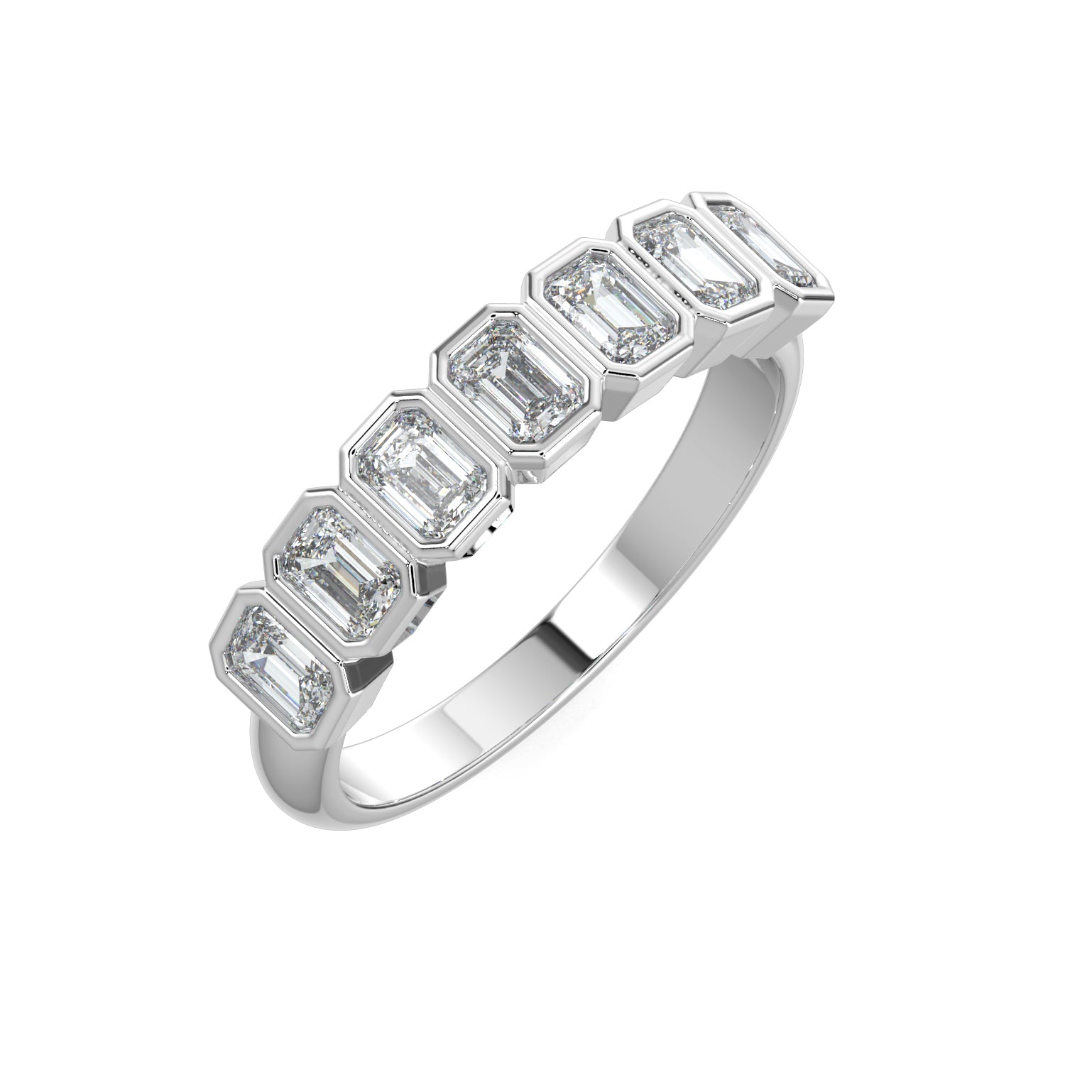 Bezel-Set Emerald Cut Eternity Wedding Ring