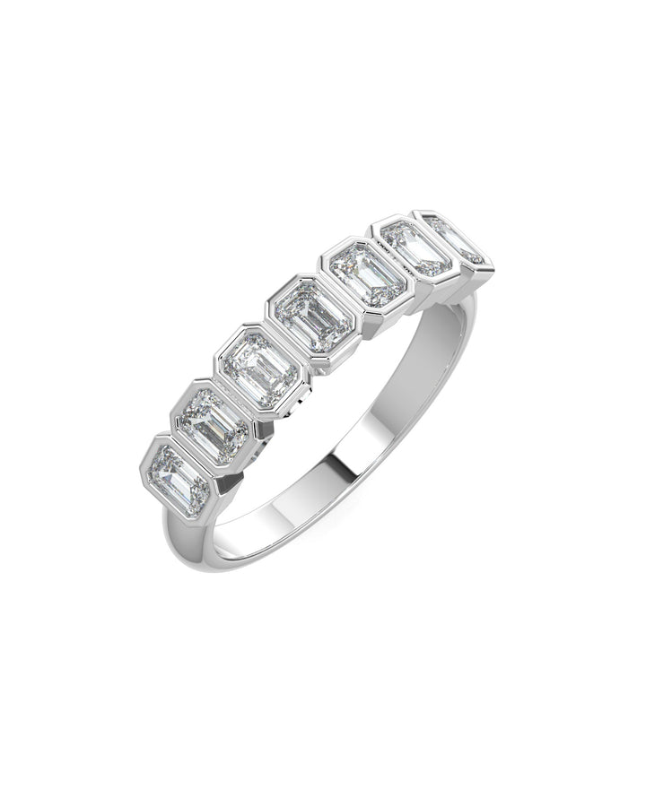 Bezel-Set Emerald Cut Eternity Wedding Ring