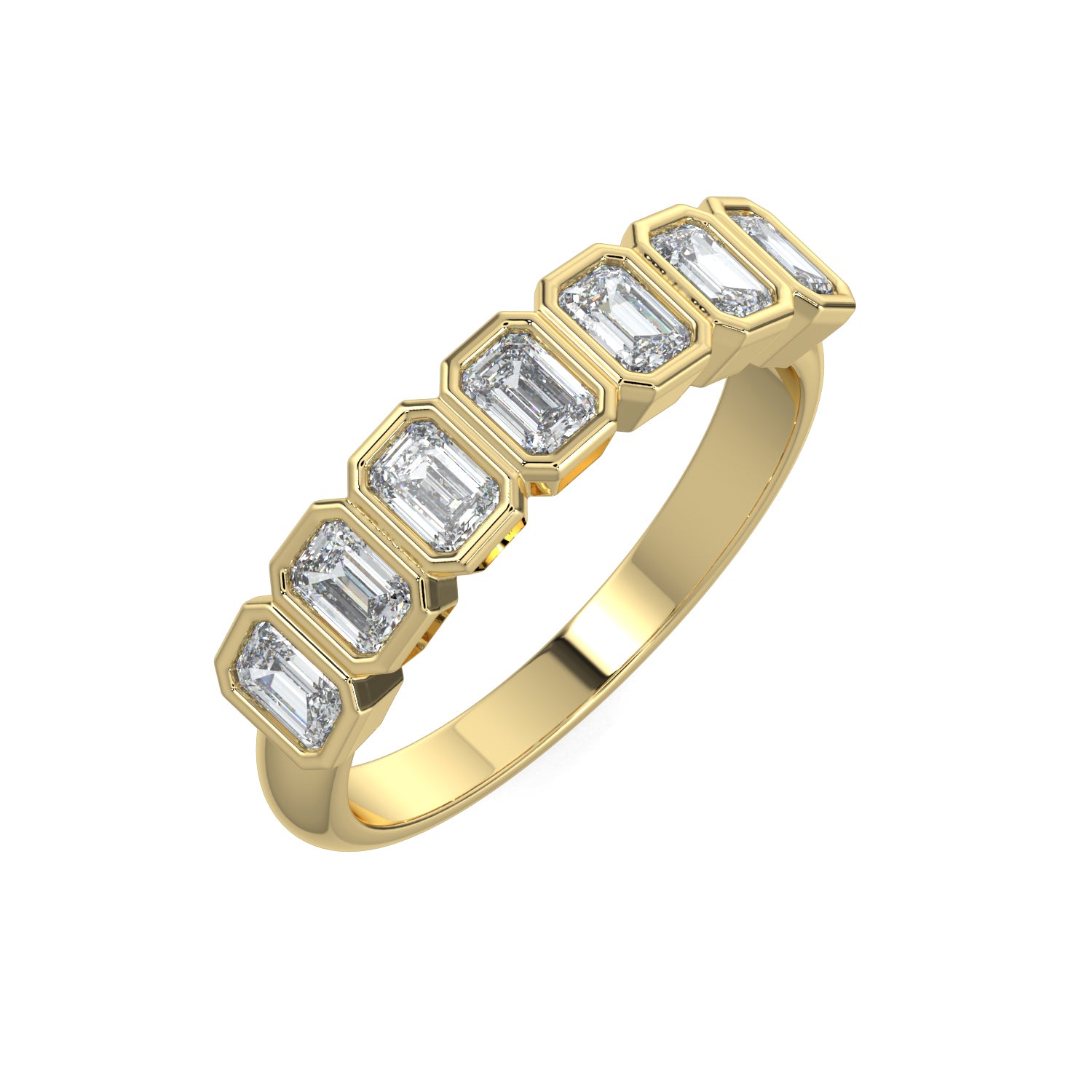 Bezel-Set Emerald Cut Eternity Wedding Ring
