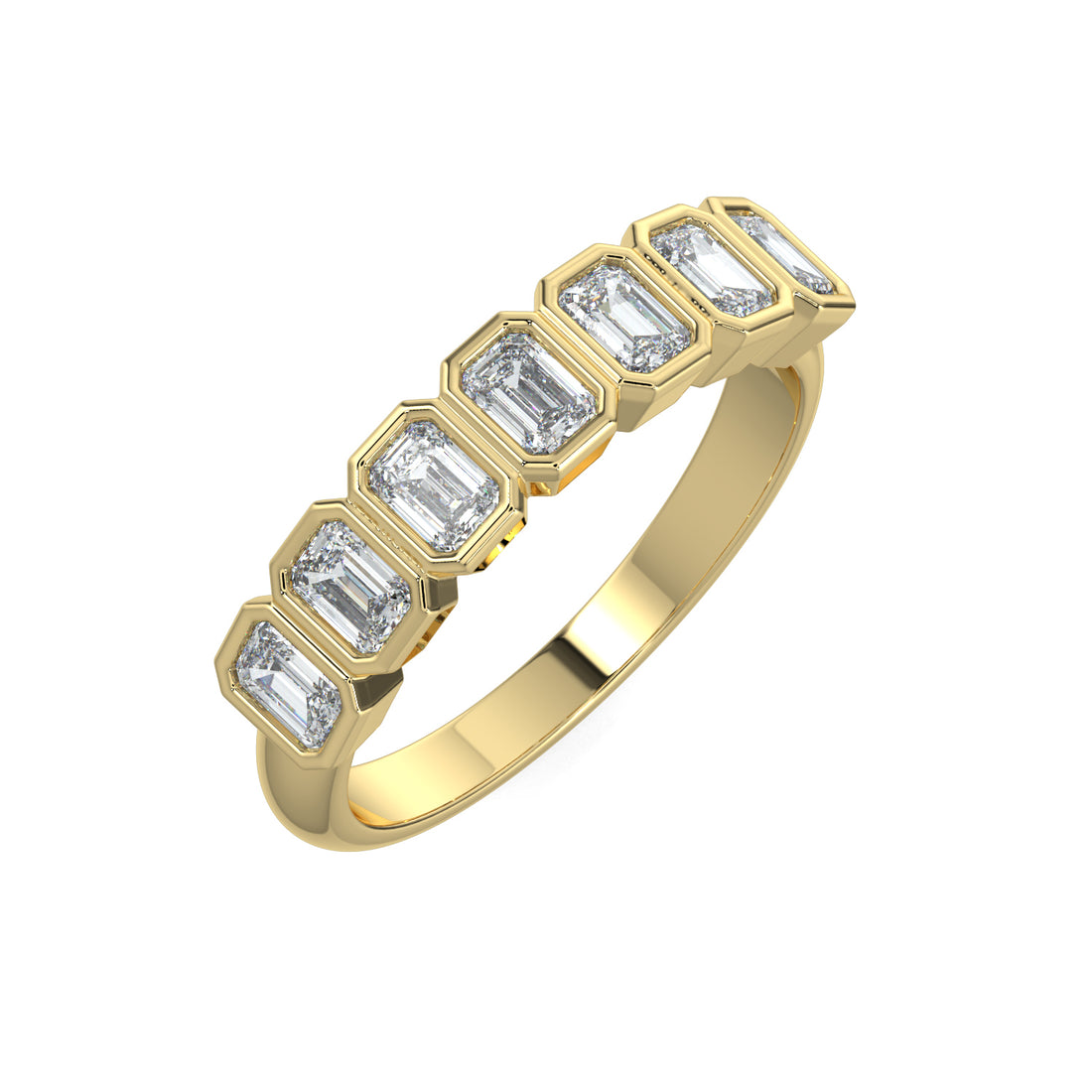 Bezel-Set Emerald Cut Eternity Wedding Ring