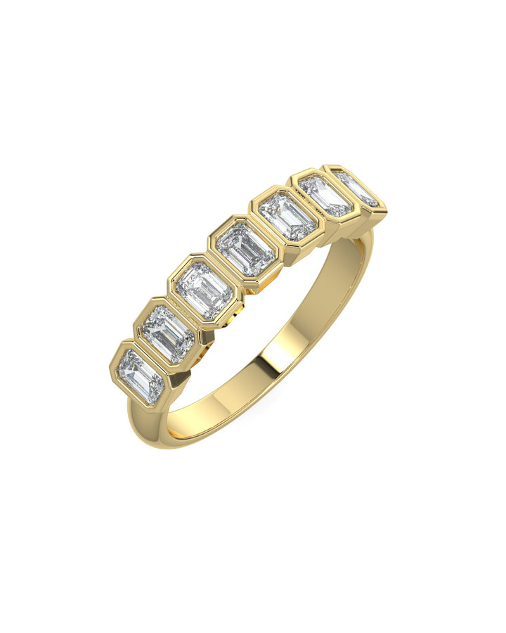 Bezel-Set Emerald Cut Eternity Wedding Ring