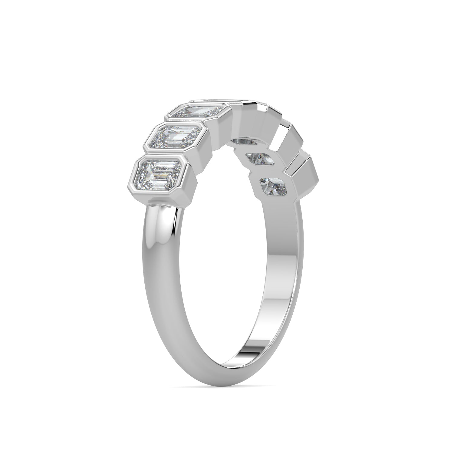 Bezel-Set Emerald Cut Eternity Wedding Ring