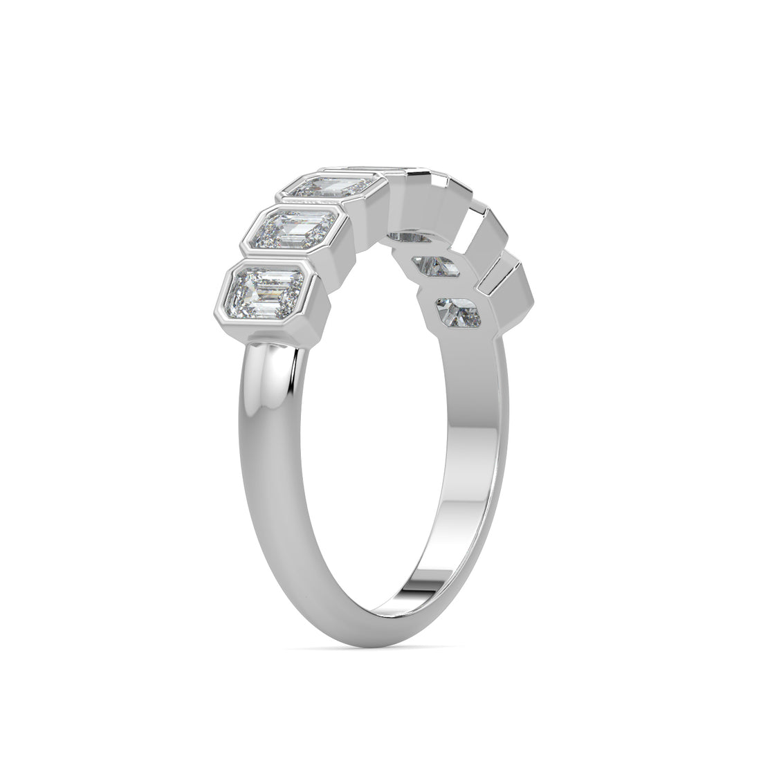 Bezel-Set Emerald Cut Eternity Wedding Ring
