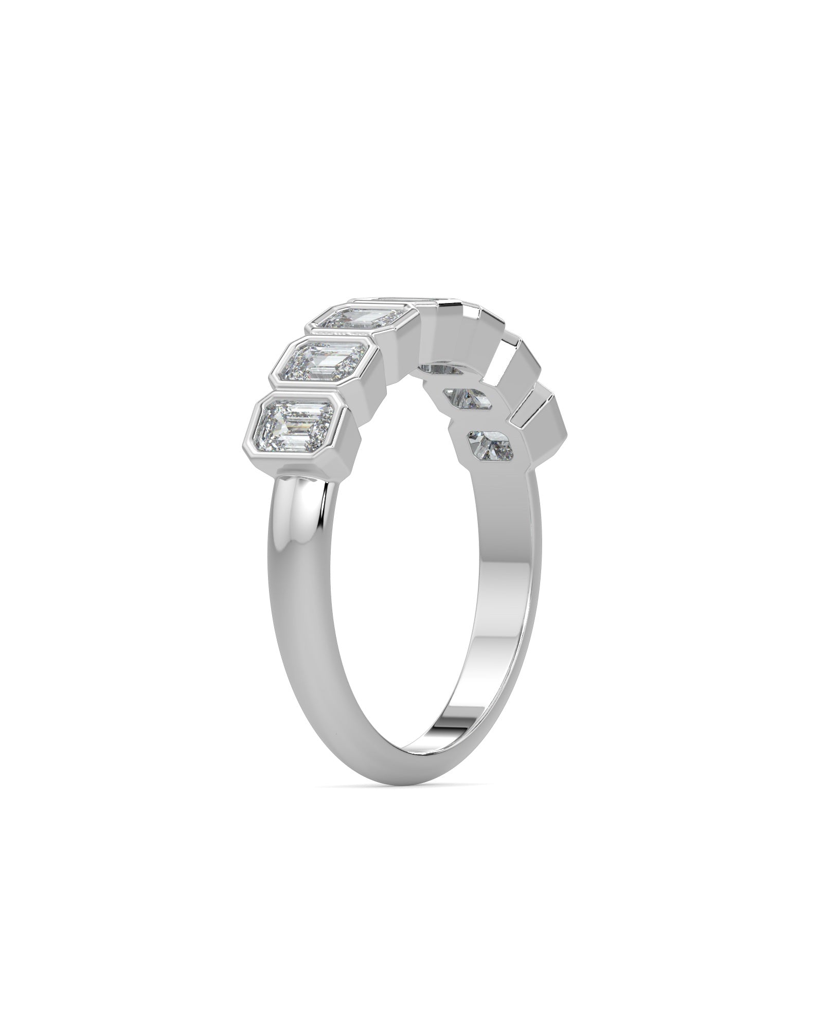Bezel-Set Emerald Cut Eternity Wedding Ring
