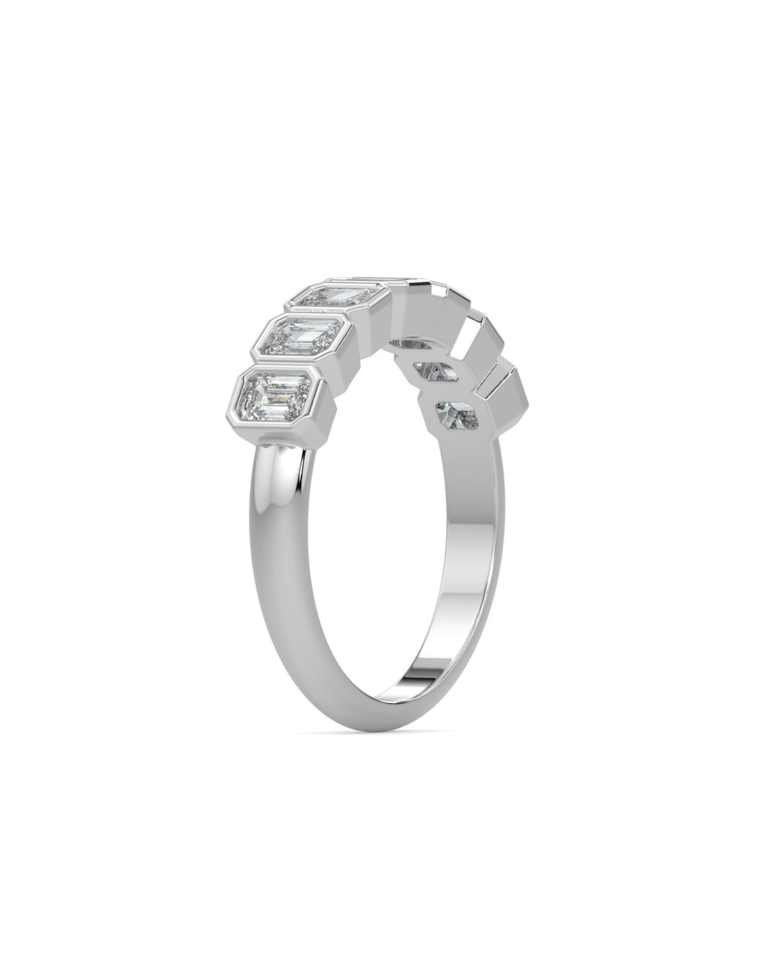 Bezel-Set Emerald Cut Eternity Wedding Ring