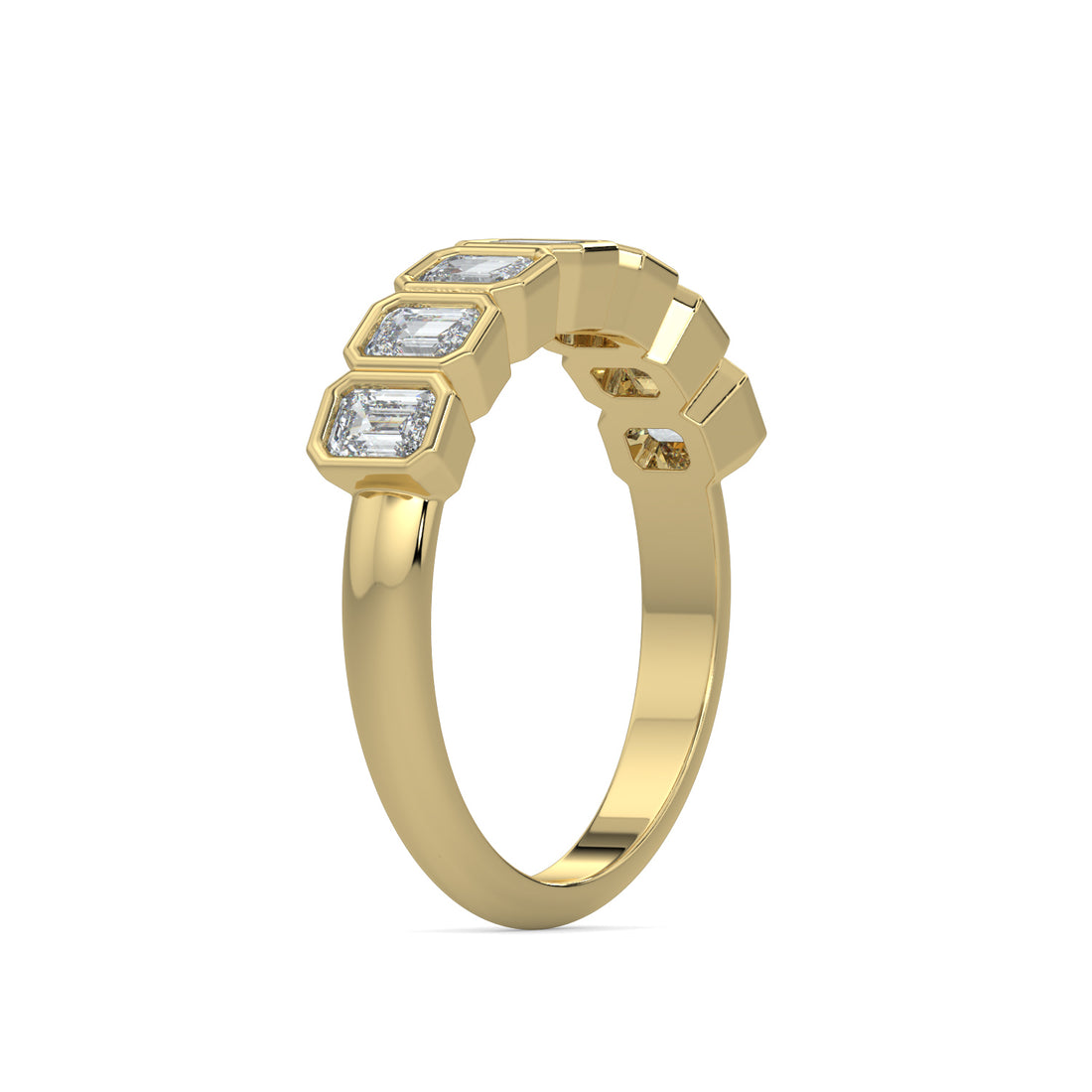 Bezel-Set Emerald Cut Eternity Wedding Ring