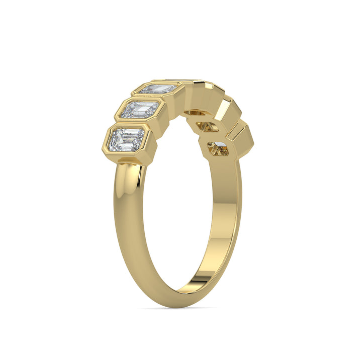 Bezel-Set Emerald Cut Eternity Wedding Ring