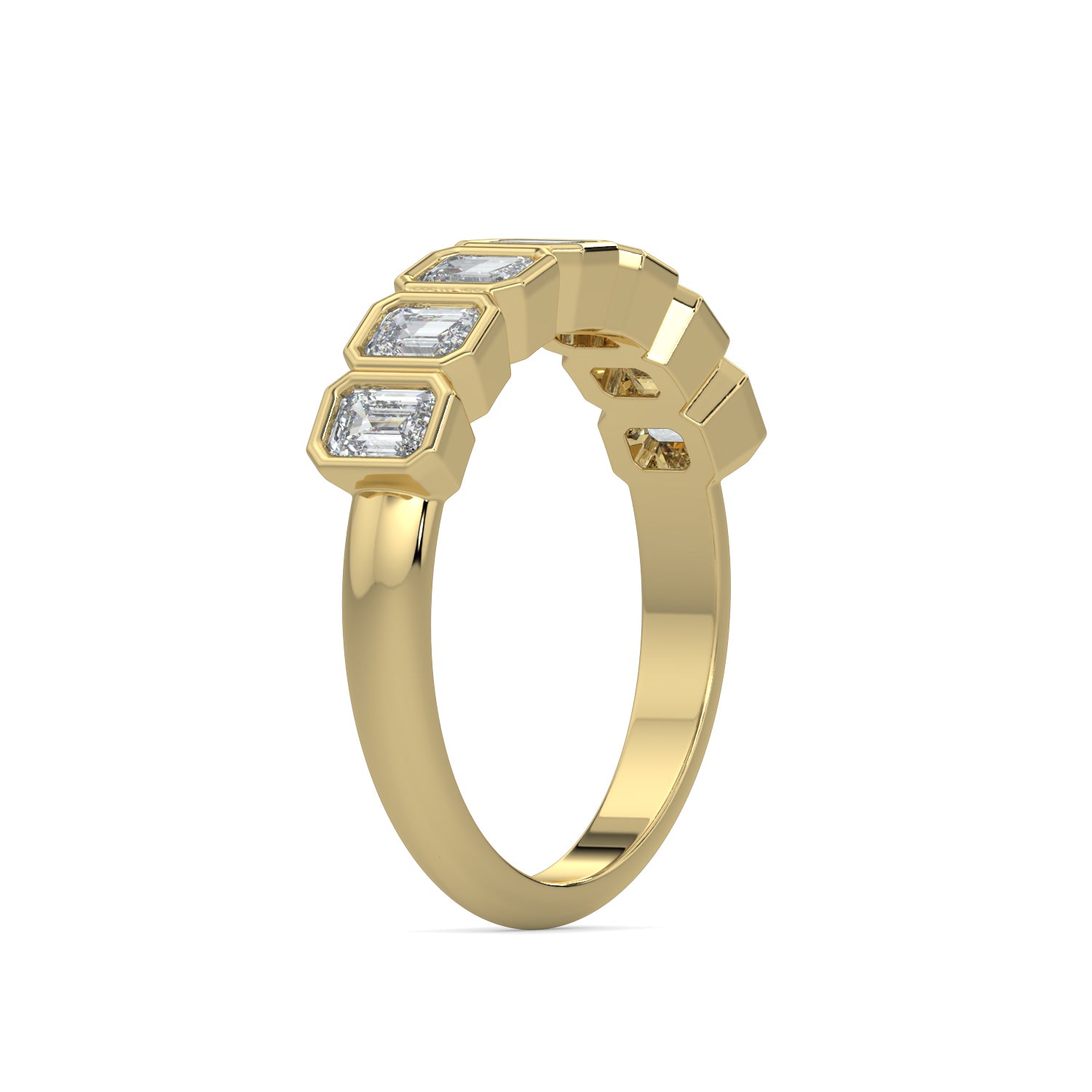 Bezel-Set Emerald Cut Eternity Wedding Ring