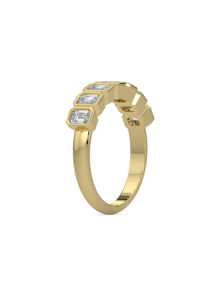 Bezel-Set Emerald Cut Eternity Wedding Ring