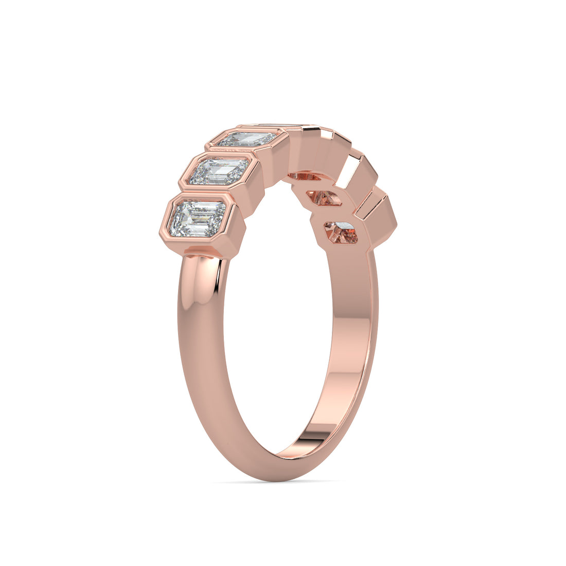 Bezel-Set Emerald Cut Eternity Wedding Ring