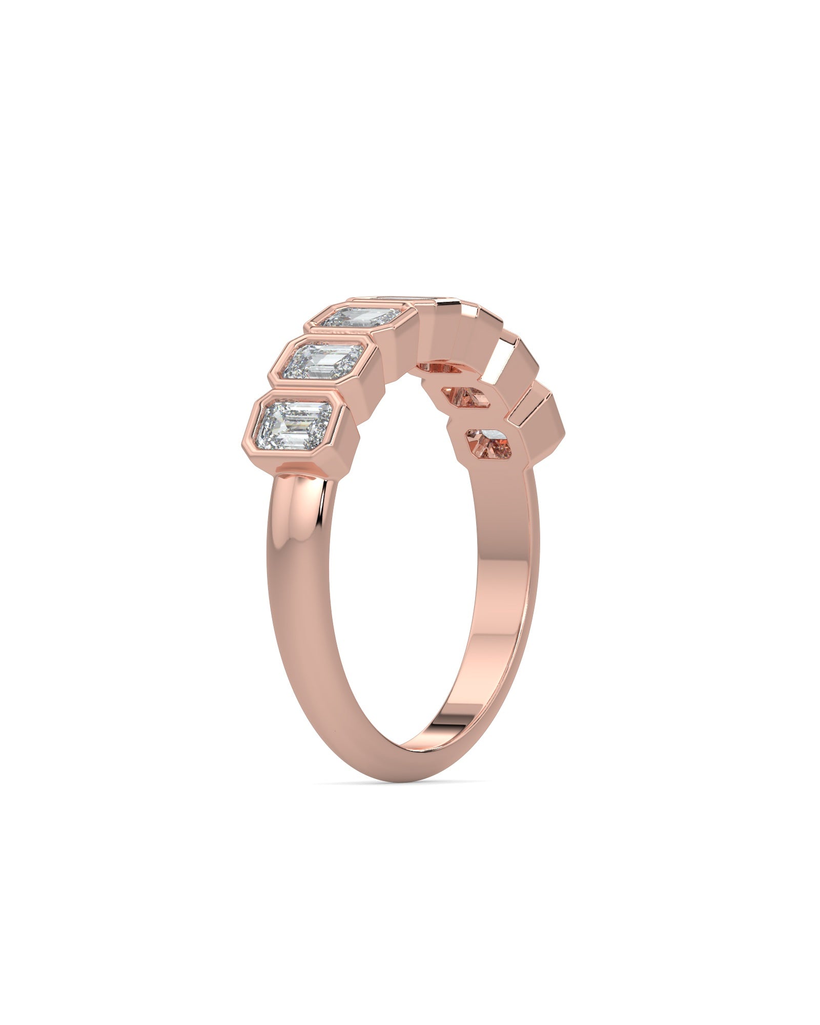 Bezel-Set Emerald Cut Eternity Wedding Ring