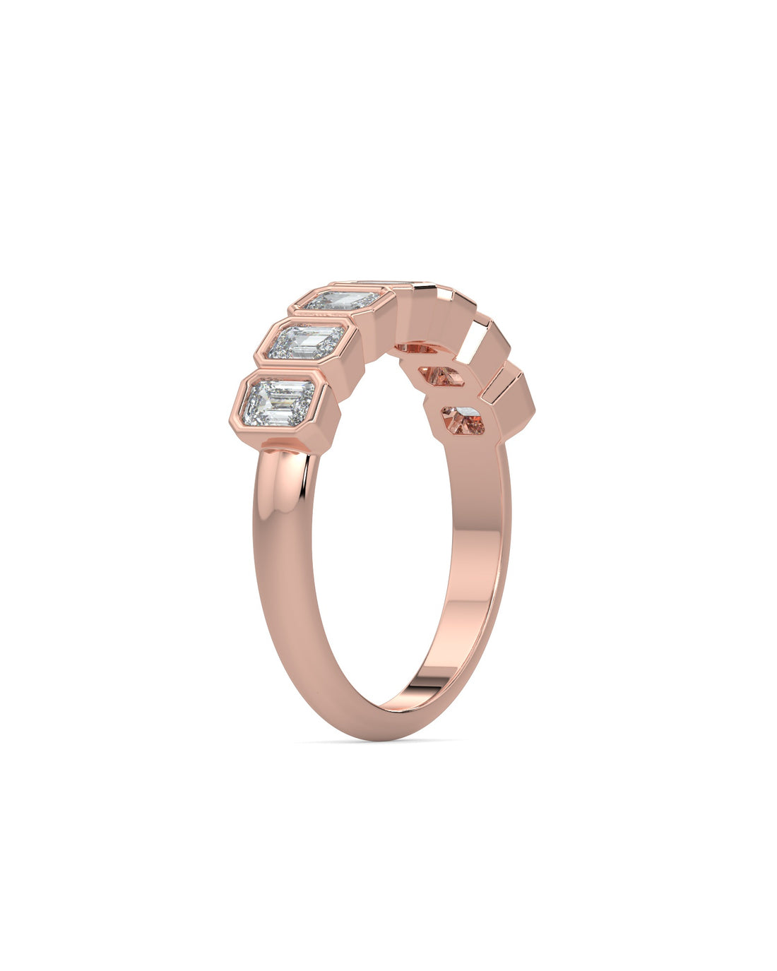 Bezel-Set Emerald Cut Eternity Wedding Ring