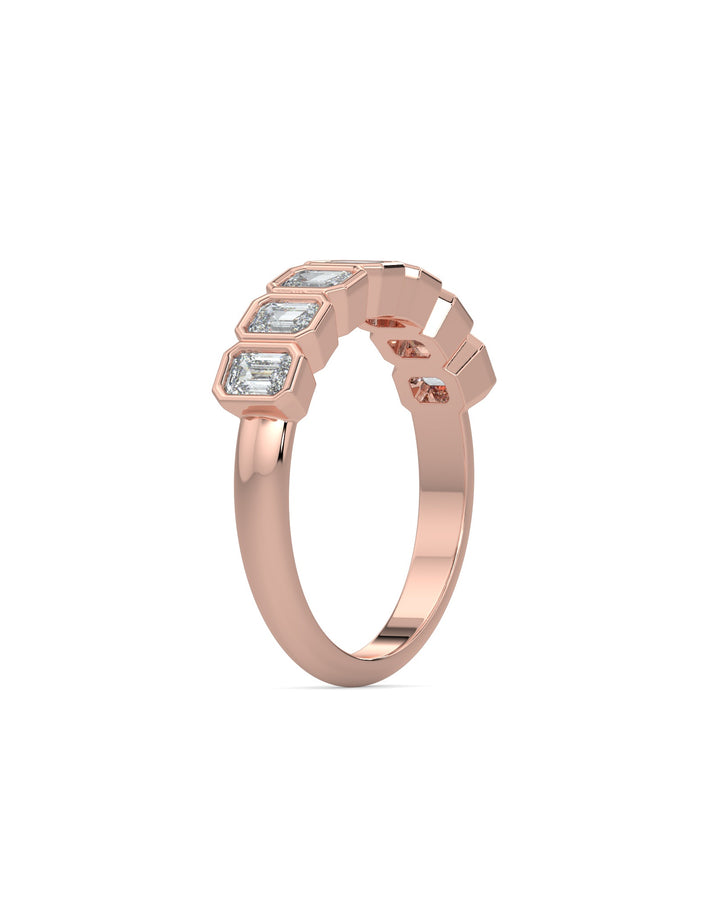 Bezel-Set Emerald Cut Eternity Wedding Ring
