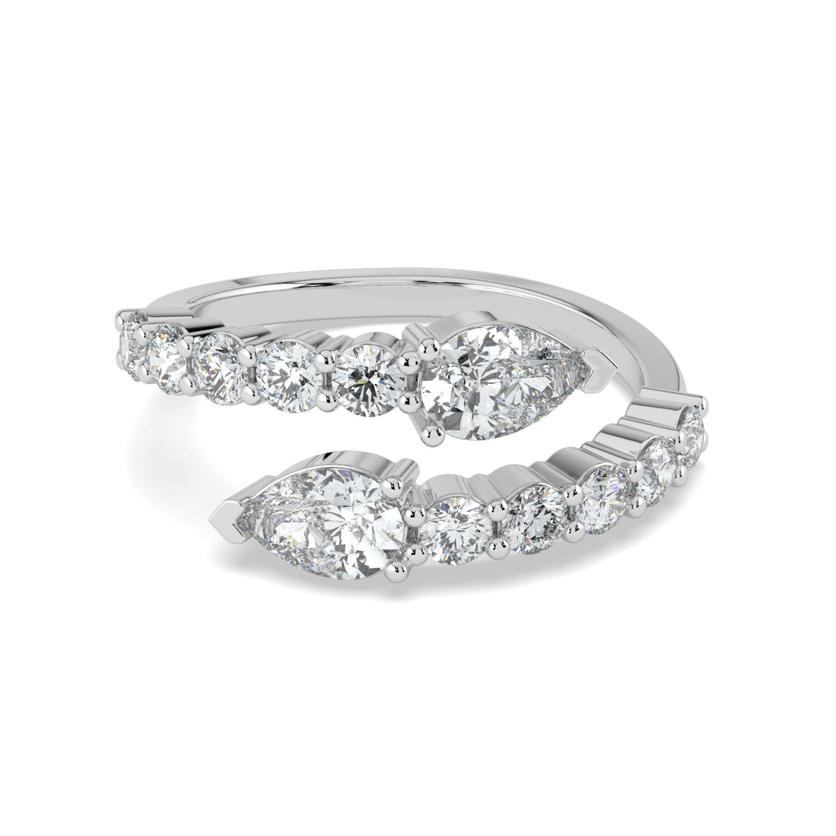 Twin Leaves Open Wrap Wedding Ring