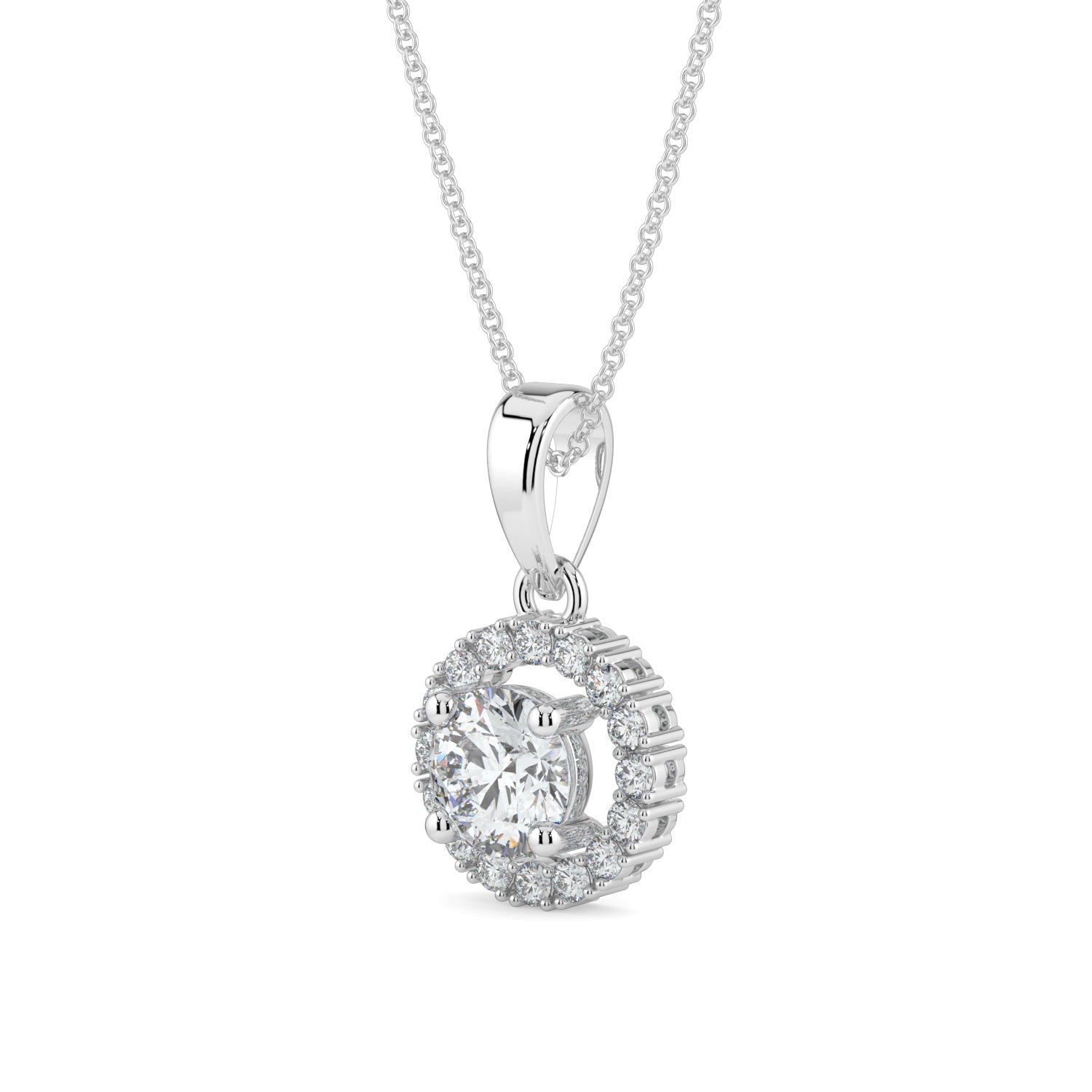 Lab-Grown halo Pendant Diamond Necklace | Minifora