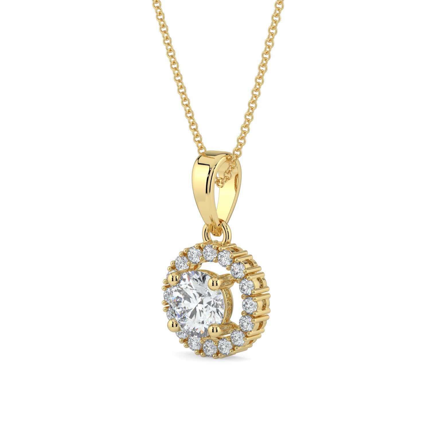 Lab-Grown halo Pendant Diamond Necklace | Minifora