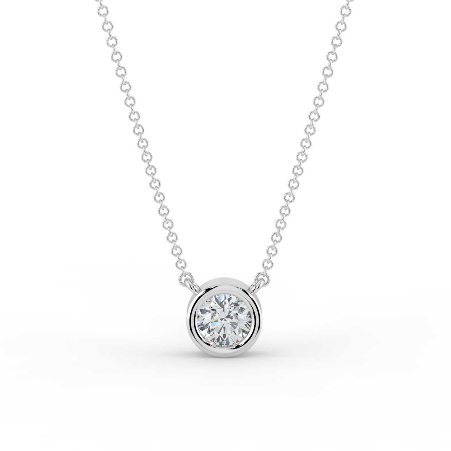 Bezel-Set Diamond Necklace 18K White Gold