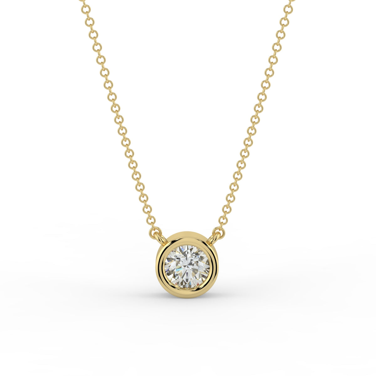 Bezel-Set Diamond Necklace 14K Yellow Gold