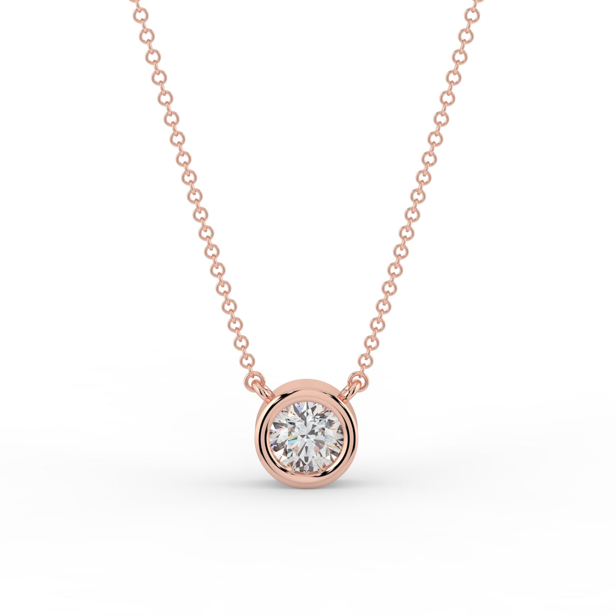 Bezel-Set Diamond Necklace 14K Rose Gold