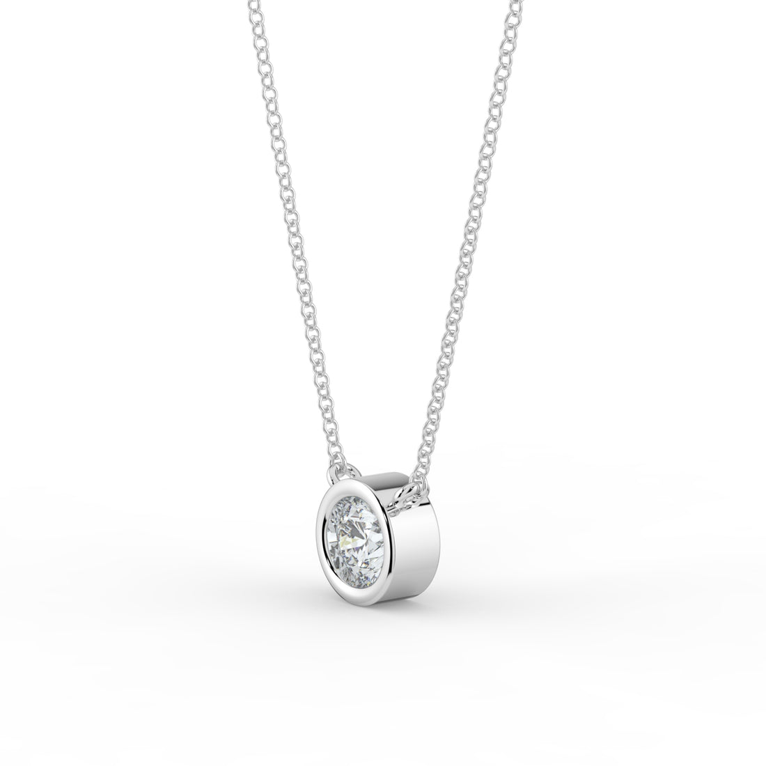 Bezel-Set Diamond Necklace 18K White Gold