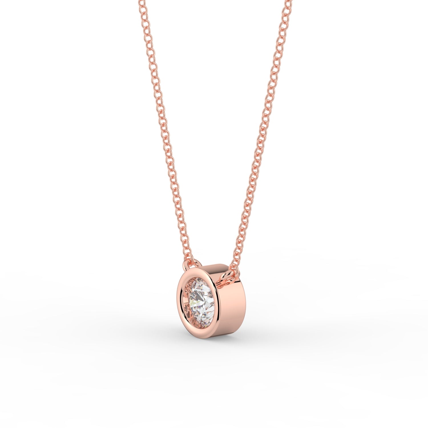Bezel-Set Diamond Necklace 14K Rose Gold