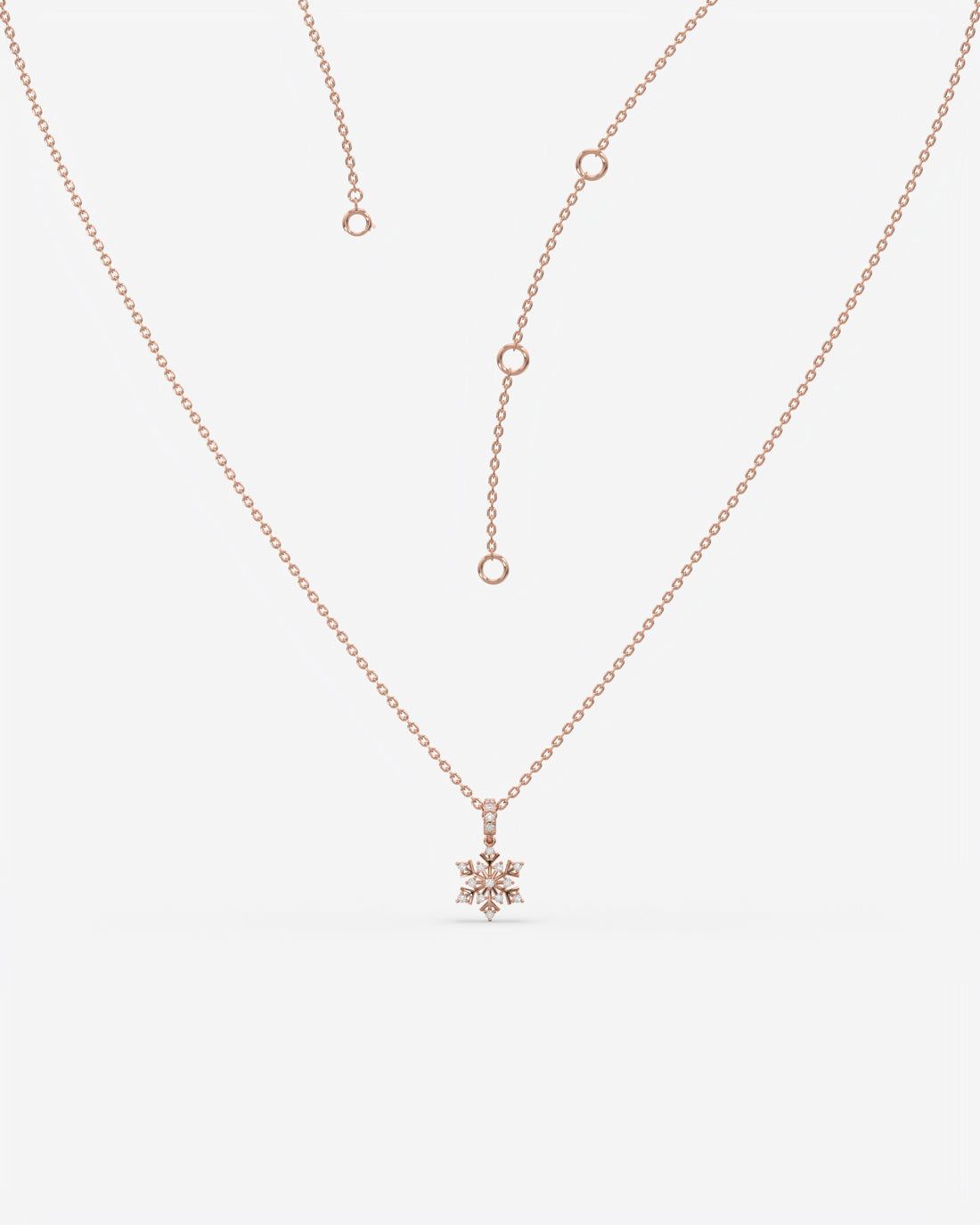Diamond Snowflake Pendant Necklace 14K Rose Gold