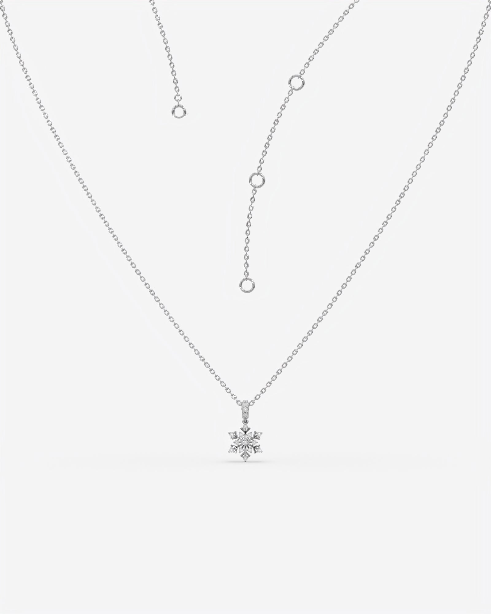 Diamond Snowflake Pendant Necklace 14K White Gold