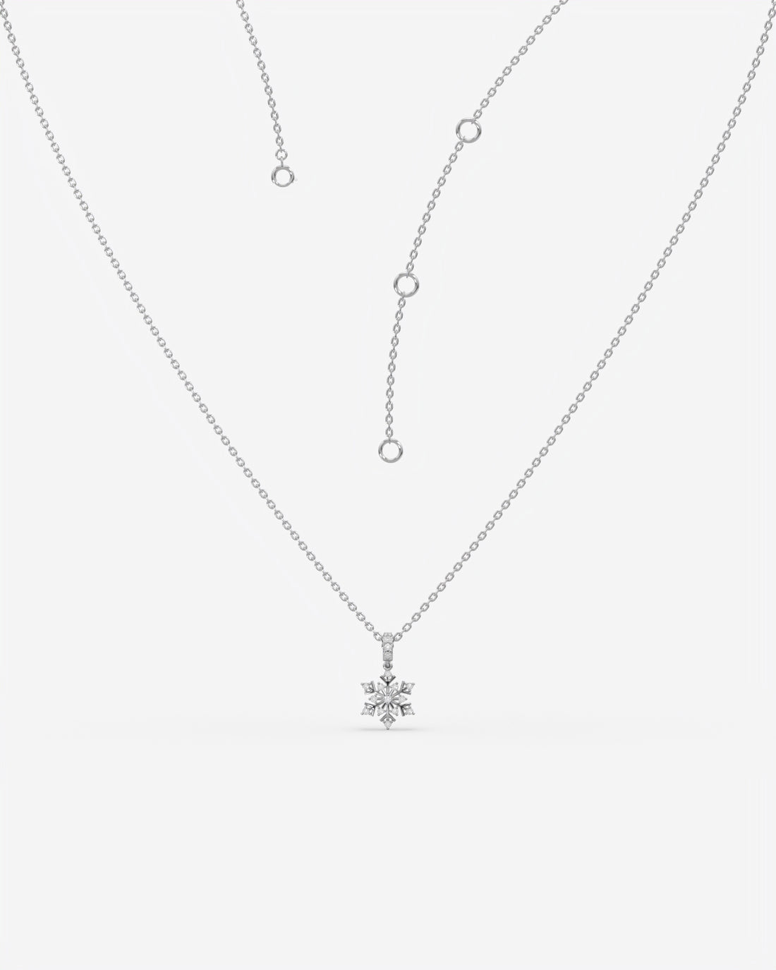 Diamond Snowflake Pendant Necklace 14K White Gold