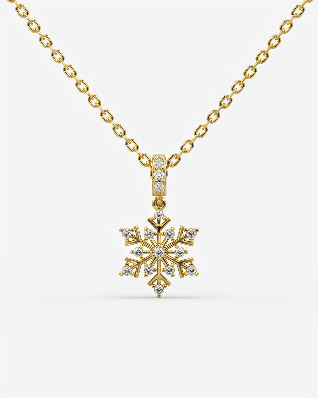 Diamond Snowflake Pendant Necklace 14K Yellow Gold