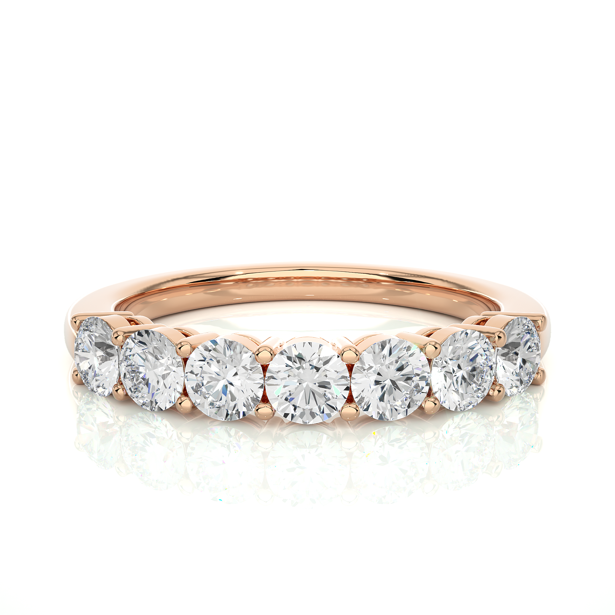 Round Cut Half Eternity Wedding Band