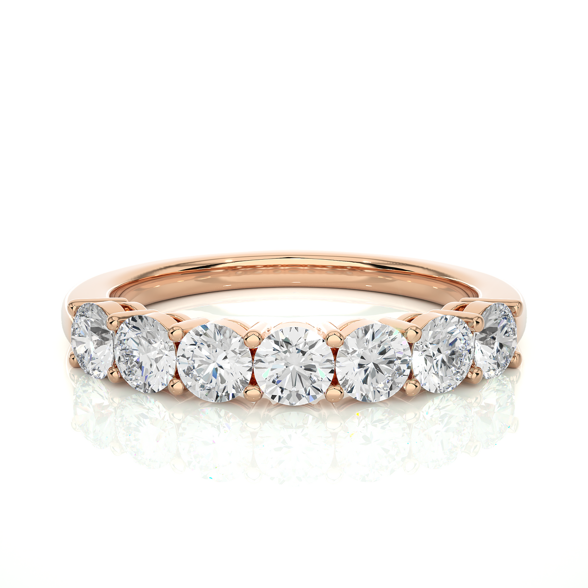 Round Cut Half Eternity Wedding Band